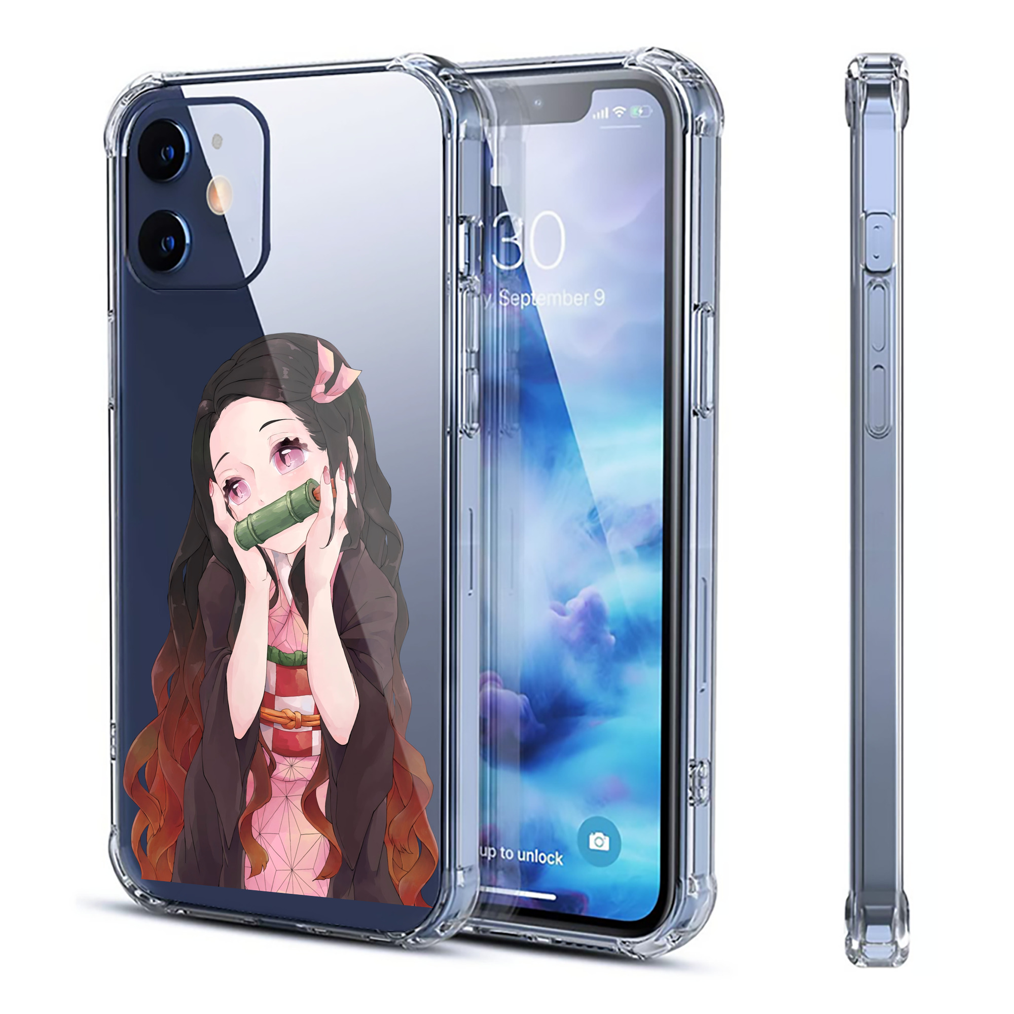 （画像用） 鬼滅の刃（きめつのやいば）竈門 禰󠄀豆子／かまど ねずこ Kamado Nezuko 【iPhone 12シリーズ対応】透明スマホケース（クリアソフトケース）